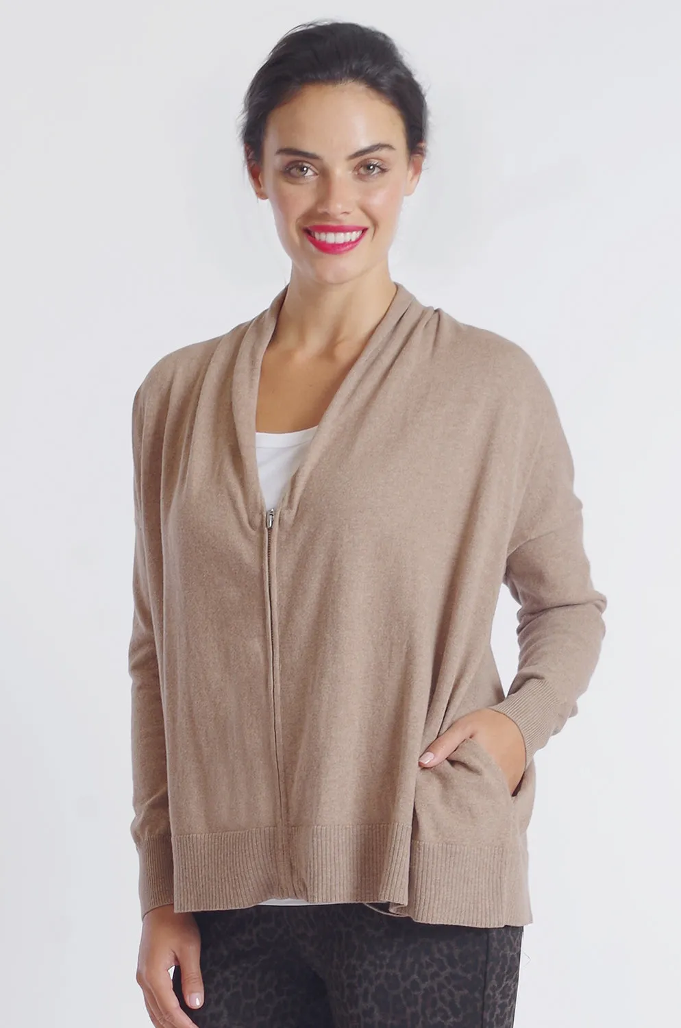 Zip Front Pocket Cardigan: FINAL SALE