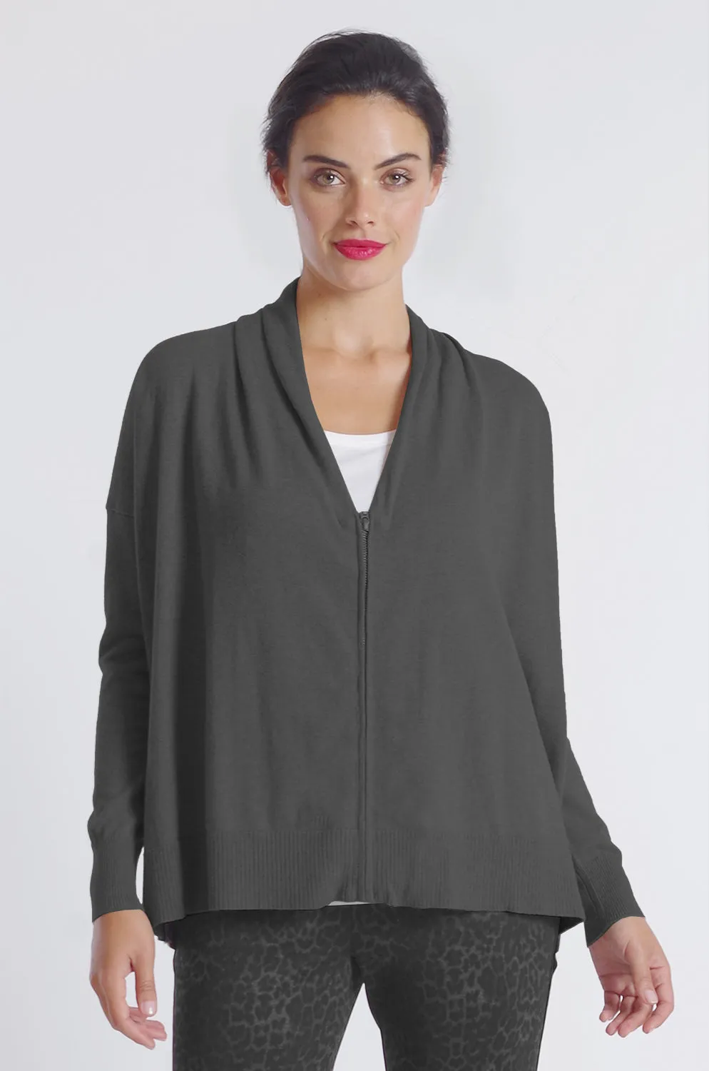 Zip Front Pocket Cardigan: FINAL SALE
