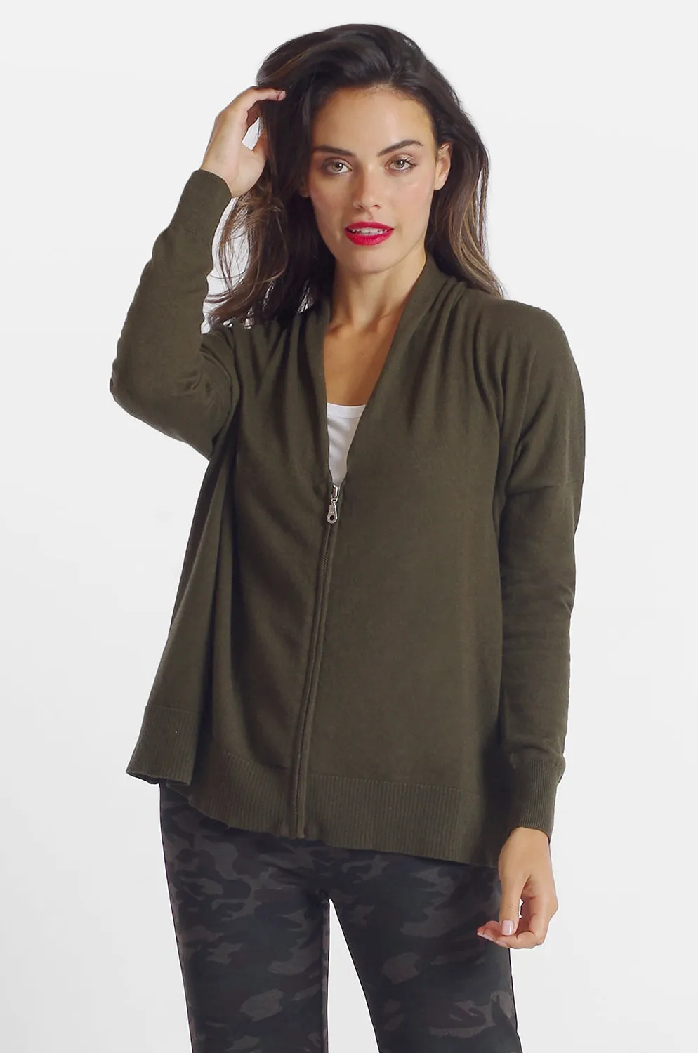 Zip Front Pocket Cardigan: FINAL SALE