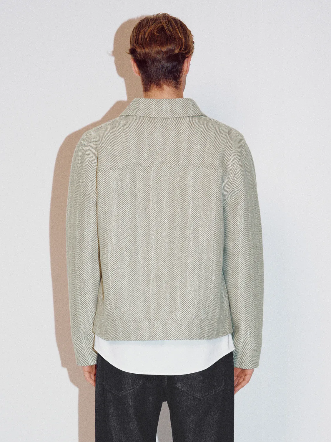 Zip Up Front Herringbone Jackets
