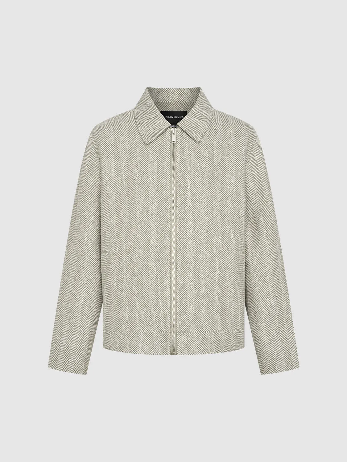 Zip Up Front Herringbone Jackets
