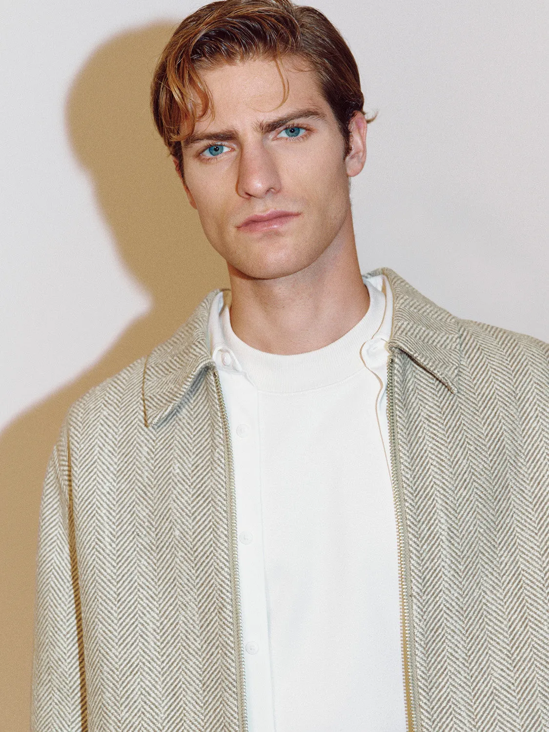 Zip Up Front Herringbone Jackets