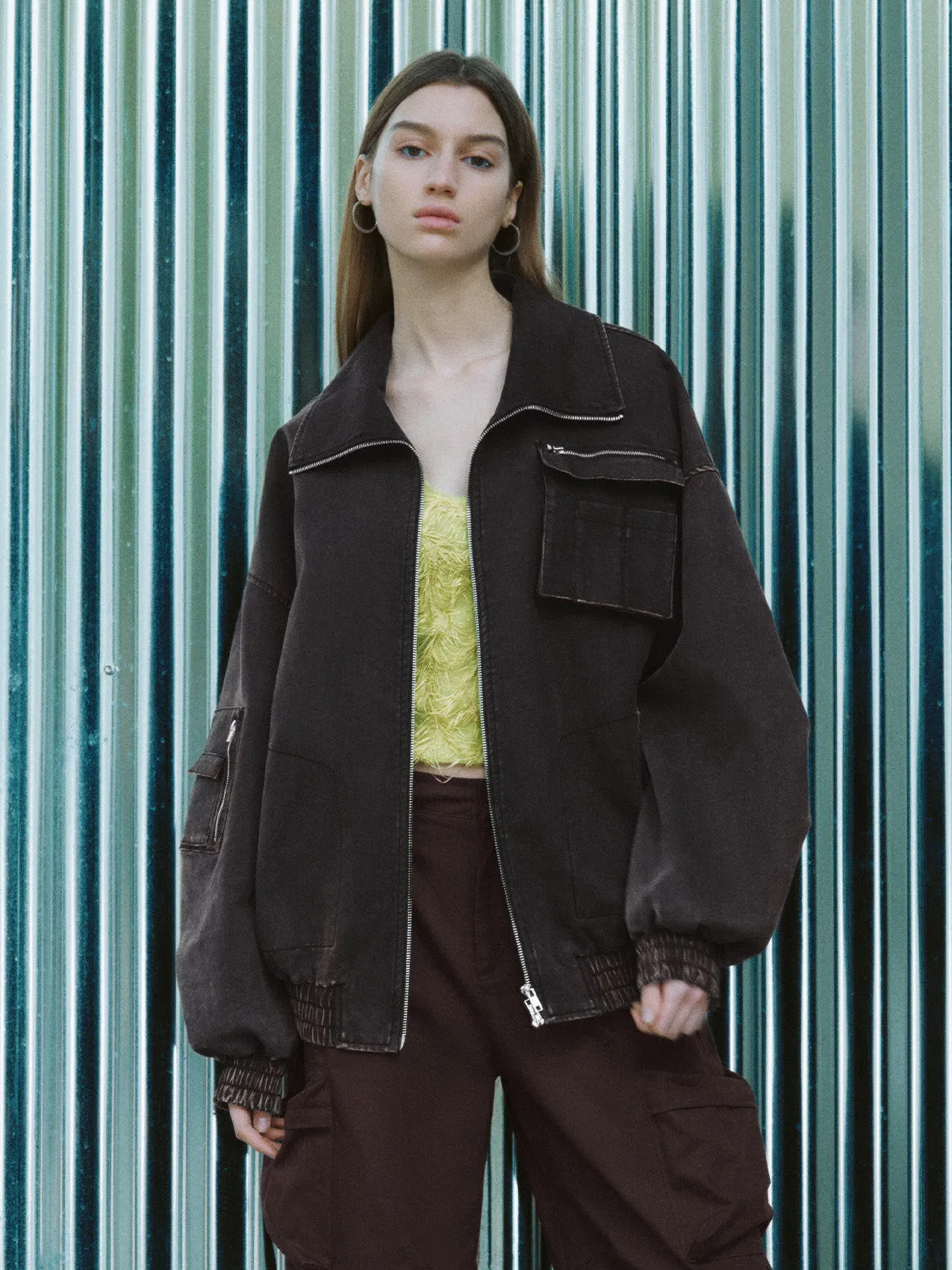 Zip Up Front Lapel Jackets