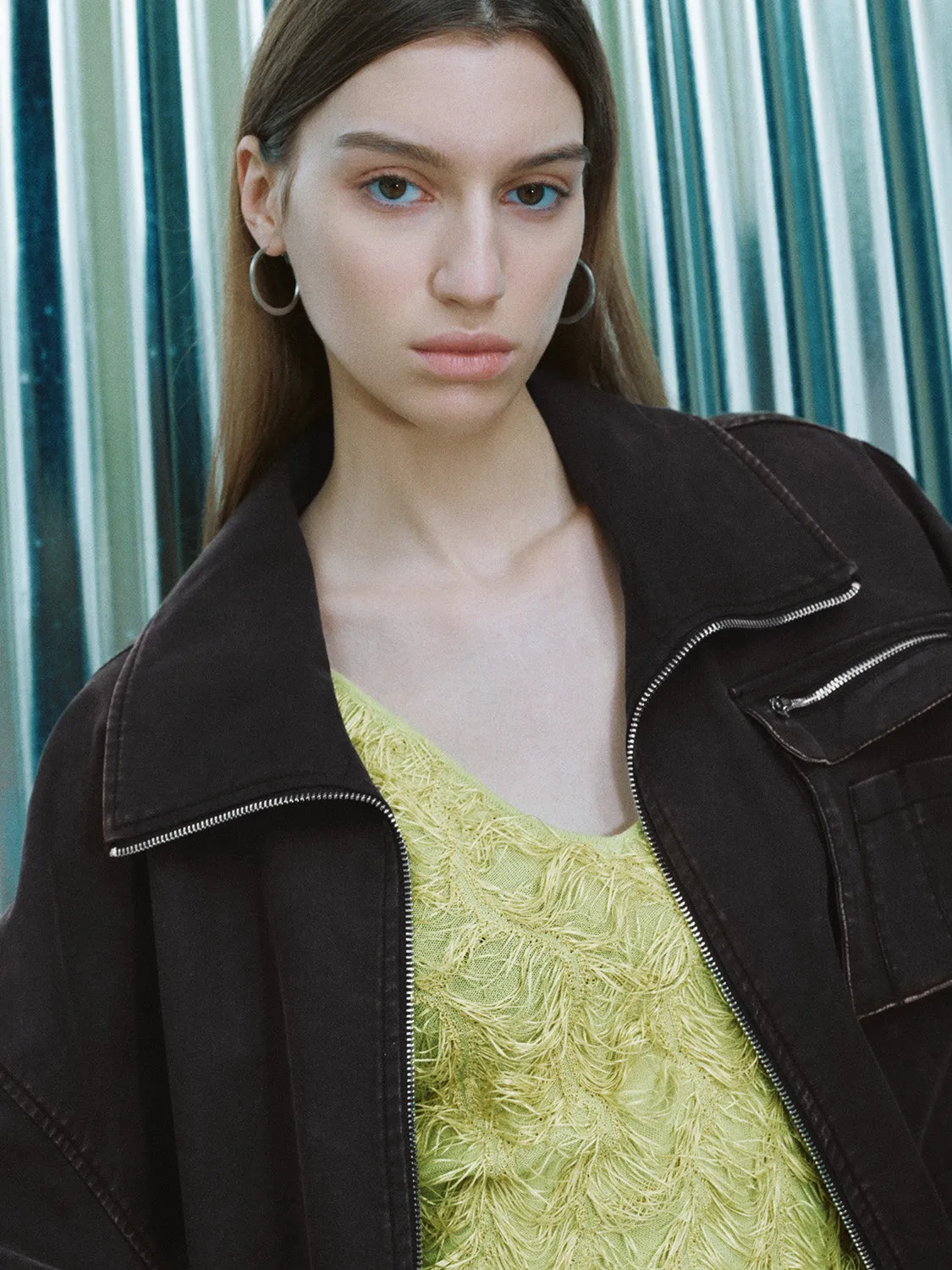 Zip Up Front Lapel Jackets