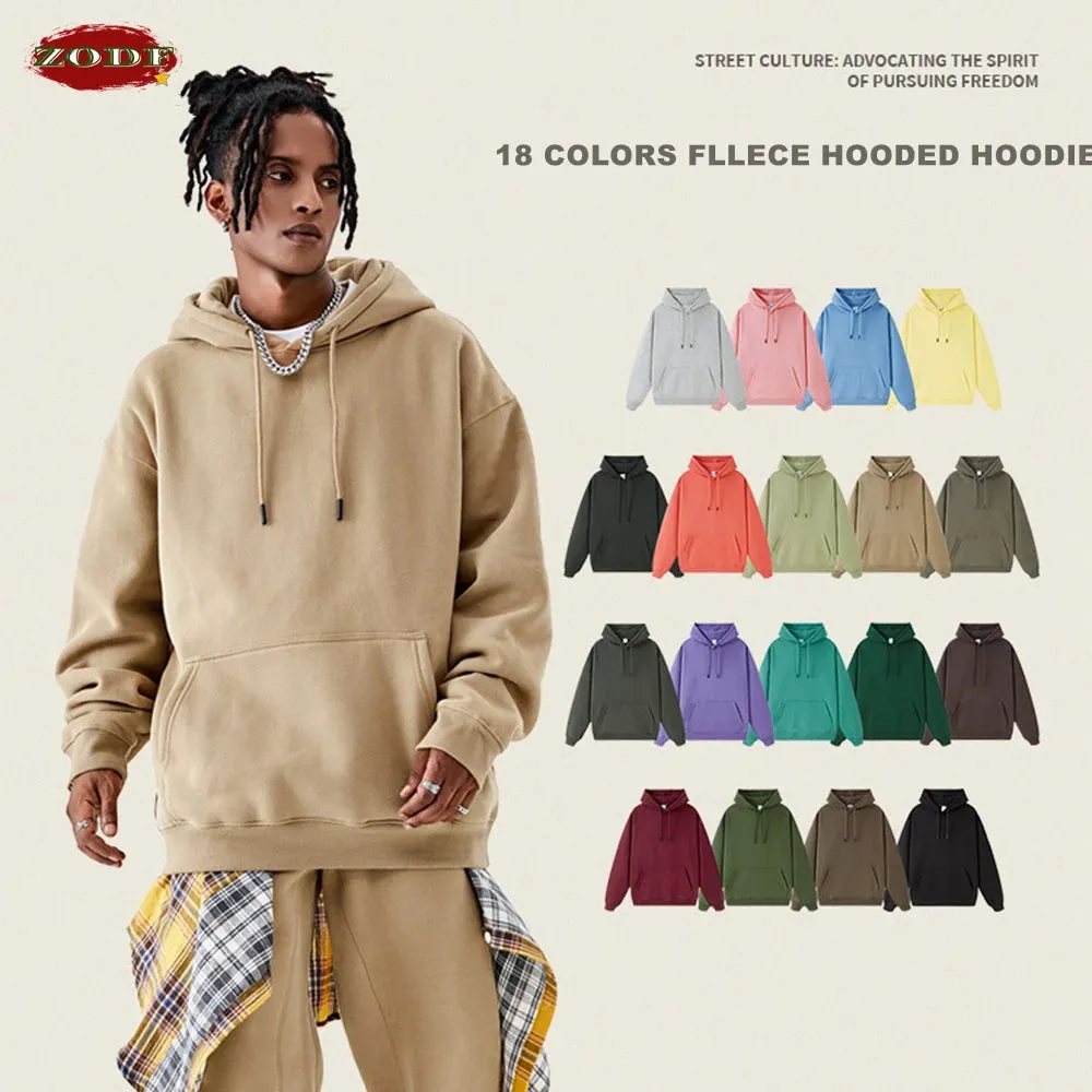 ZODF Casual Winter Fleece Solid Hoodies