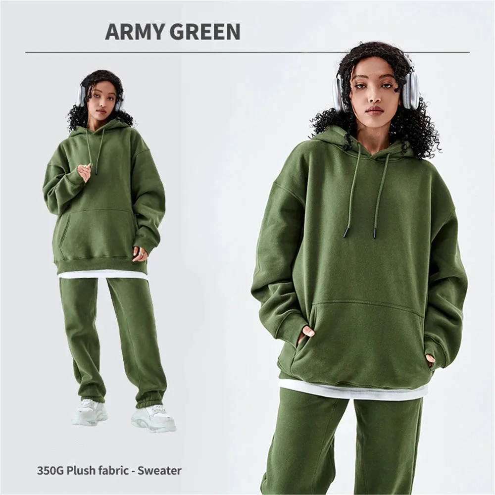 ZODF Casual Winter Fleece Solid Hoodies